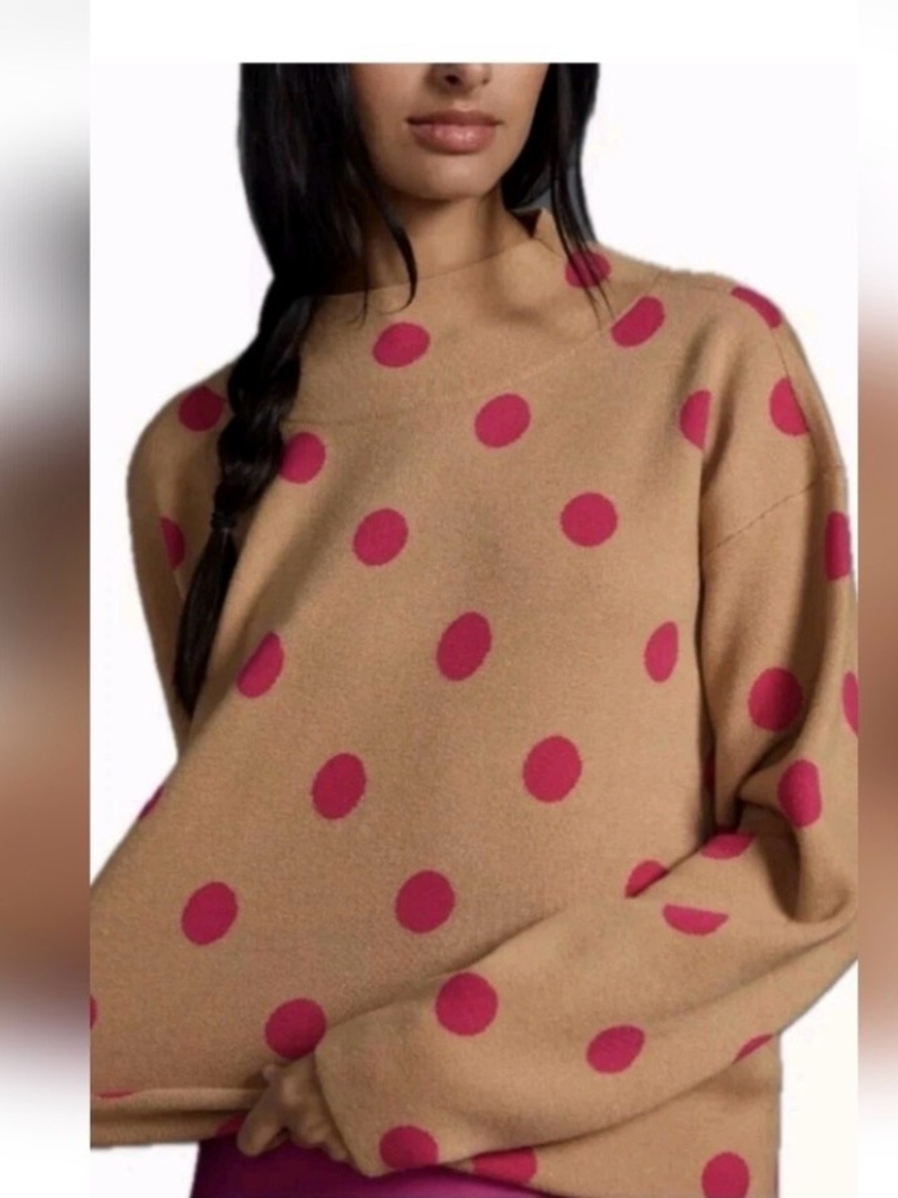 Anthropologie Maeve Carys Sweater Mock Neck Polka Dot